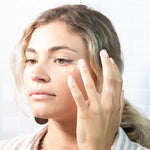 PRIORI DNA Eye Recovery Cream application shown on model face