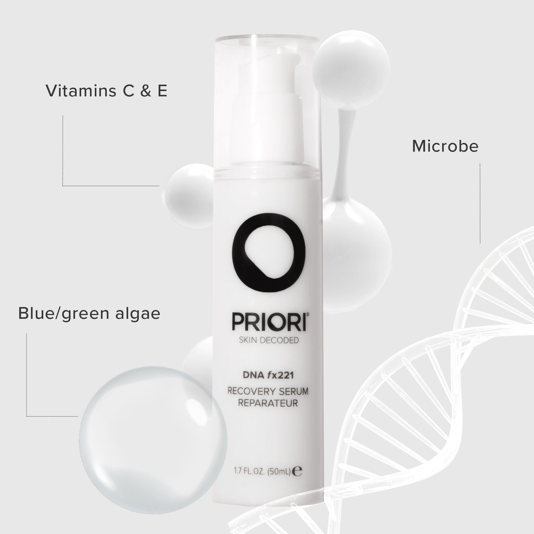 PRIORI DNA Recovery Face Serum Natural Ingredients