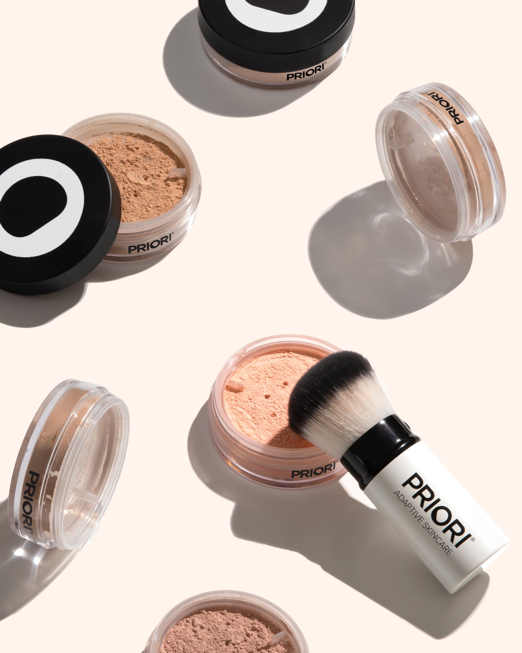 PRIORI Next Generation Mineral Loose Powder Foundation Available in 8 Shades with Kabuki Brush