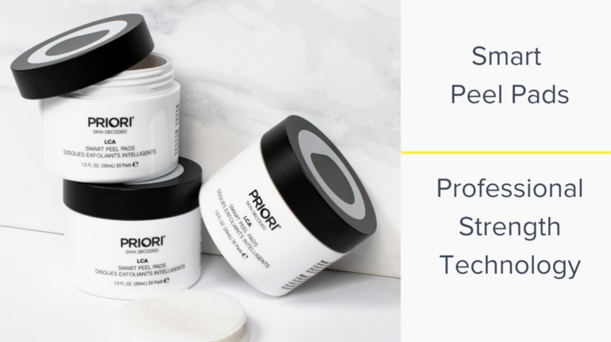 ボディ・フェイスケア SMART PEEL High Strength Smoothing Peel Pads 3.5pH with 20% AHA | PRIORI Skincare