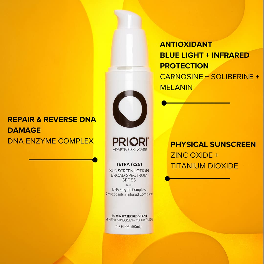 Priori Tetra Blue light and Infrared Skin Protection made with Zinc Oxide and Titanium Oxide